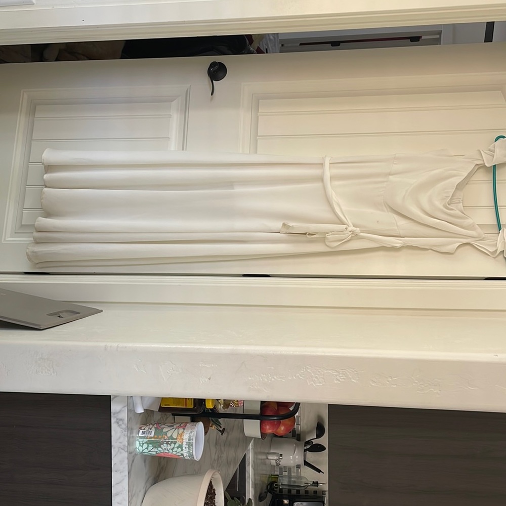 White maxi dress with slit leg